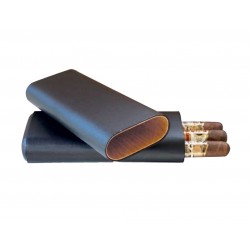 Dėklas cigarams, kedras/oda, juodas (3 cig.)