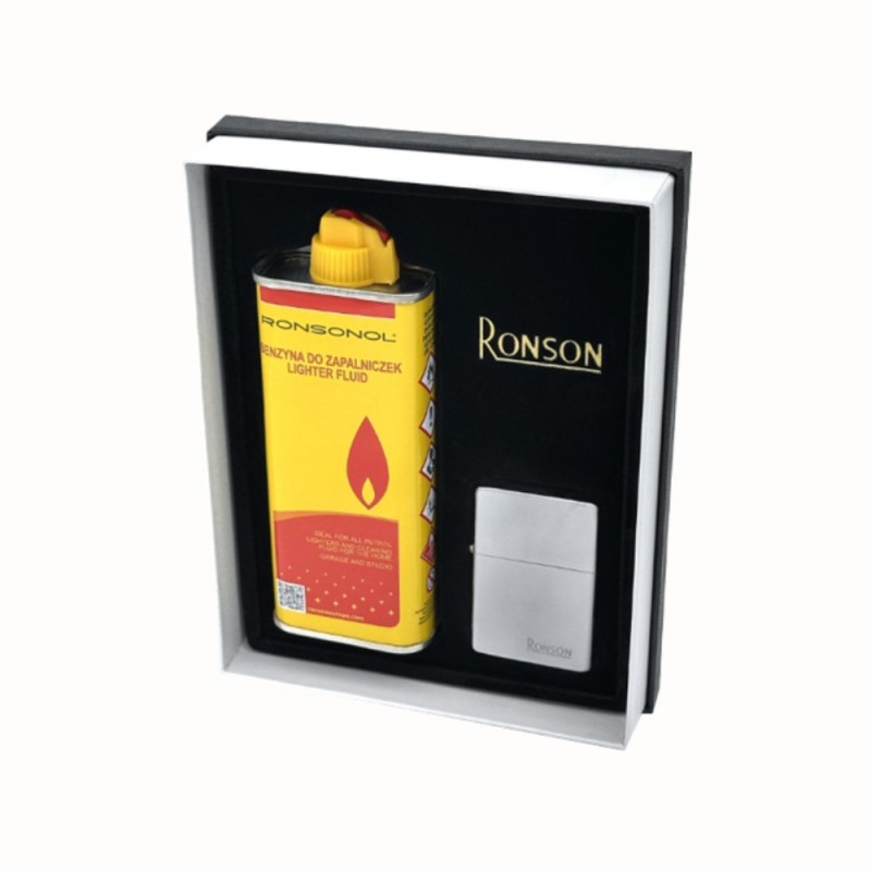 Rinkinys "RONSON", kuras, žiebtuvėlis, matinės chromo spalvos