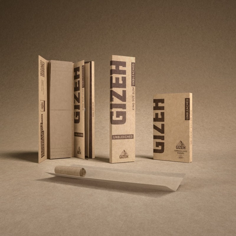 Vyniojamas popierius "GIZEH Unbleached KS Slim" 34' lapeliai/filtrai