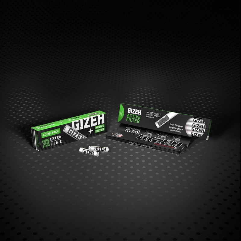 Rinkinys vyniojimui "GIZEH Black KS Slim" 34' lapeliai, 16 akt. anglies filtrų