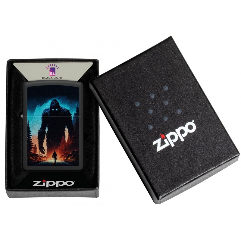 ZIPPO žiebtuvėlis Black Light Sasquatch Design
