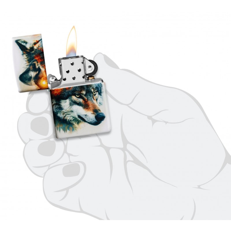 ZIPPO žiebtuvėlis Watercolor Wolf Design