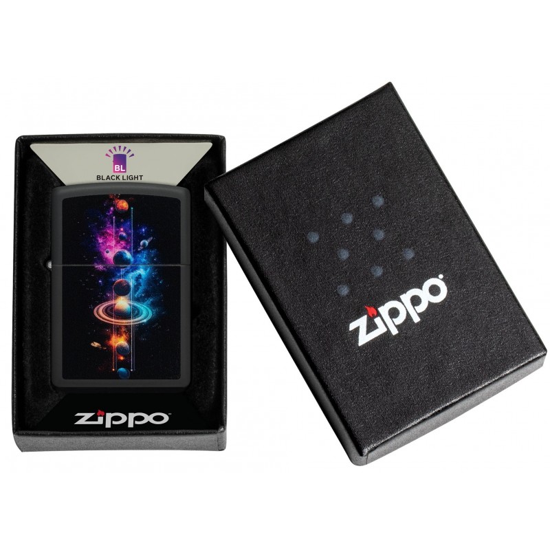 ZIPPO žiebtuvėlis Black Light Cosmos Design