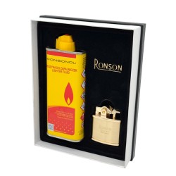 Rinkinys "RONSON Nostalgia", kuras, žiebtuvėlis, aukso spalva
