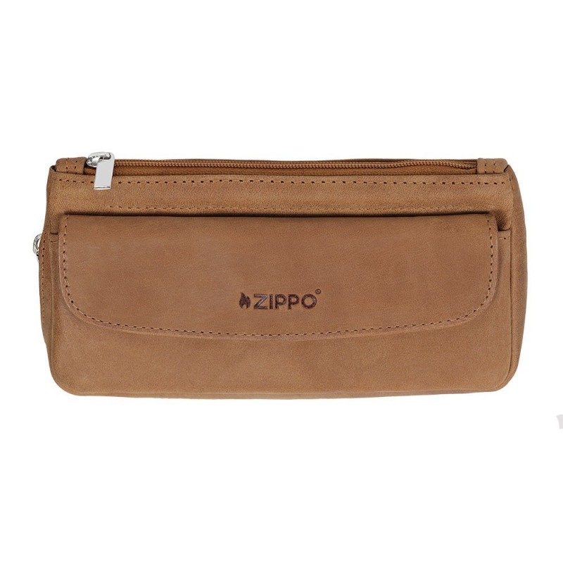 Dėklas pypkei "ZIPPO" 1', oda, ruda sp.