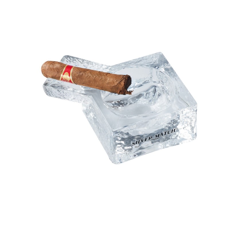Peleninė cigarams "SILVER MATCH Luxury", 1' stiklas, skaidri