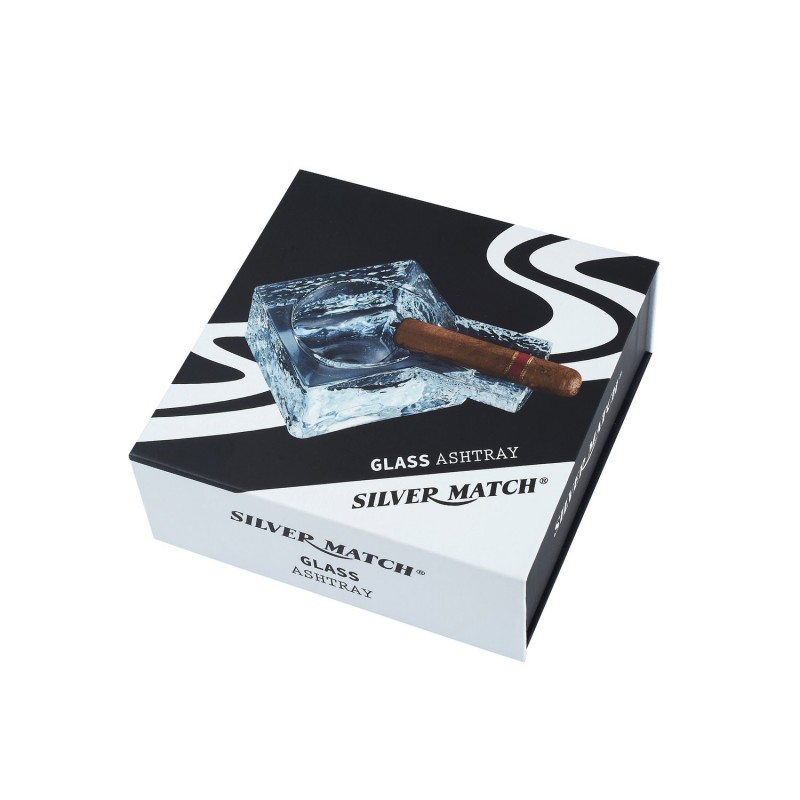 Peleninė cigarams "SILVER MATCH Luxury", 1' stiklas, skaidri
